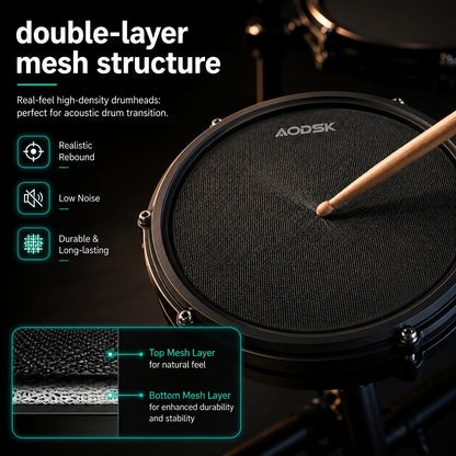 Electronic Drum Set For Beginners. It Has 150 Kinds Of Tones, 4 Silent Drum Pads, 2 Pedals And Comes With Accessories.
