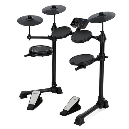 Electronic Drum Set For Beginners. It Has 150 Kinds Of Tones, 4 Silent Drum Pads, 2 Pedals And Comes With Accessories.